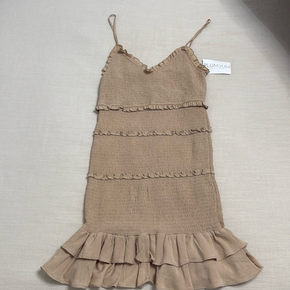 Ruche Tan  Dress